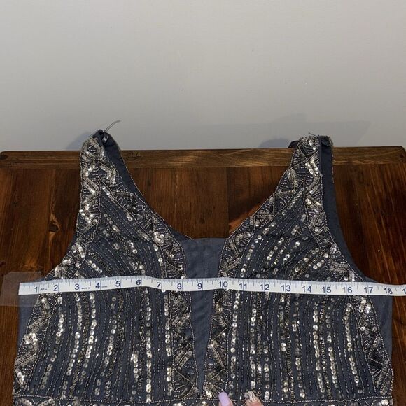 NWT J Kara Women's Beaded Illusion-V-Neck Gown Dress Size 12 Style 5578GR - Picture 8 of 16